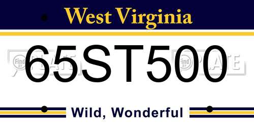 65ST500 West Virginia License Plate