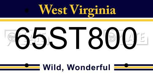 65ST800 West Virginia License Plate