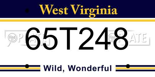 65T248 West Virginia License Plate