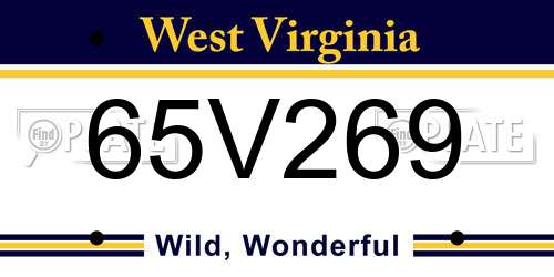 65V269 West Virginia License Plate