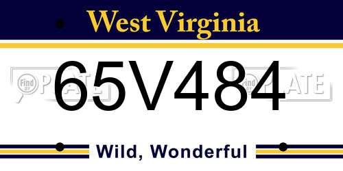 65V484 West Virginia License Plate