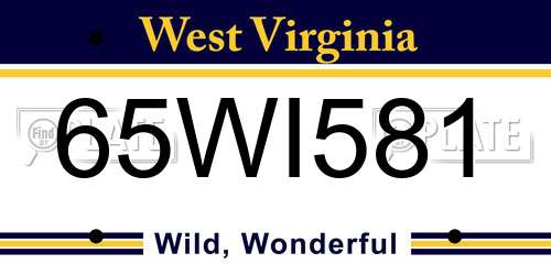 65WI581 West Virginia License Plate