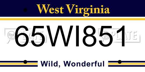 65WI851 West Virginia License Plate
