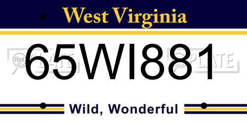 65WI881 West Virginia License Plate