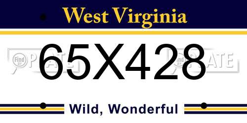65X428 West Virginia License Plate
