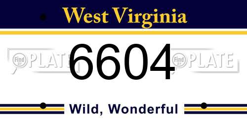 6604 West Virginia License Plate