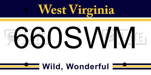 660SWM West Virginia License Plate