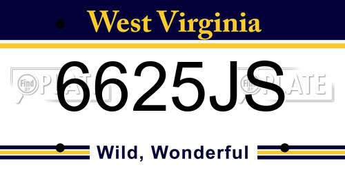 6625JS West Virginia License Plate