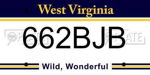 662BJB West Virginia License Plate