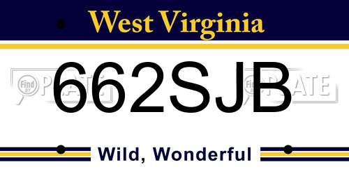662SJB West Virginia License Plate