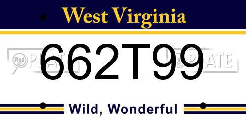 662T99 West Virginia License Plate