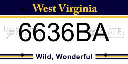 6636BA West Virginia License Plate