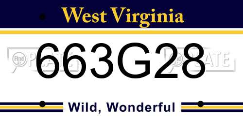 663G28 West Virginia License Plate
