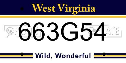 663G54 West Virginia License Plate