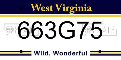 663G75 West Virginia License Plate