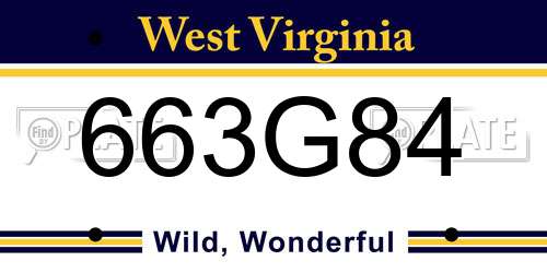 663G84 West Virginia License Plate