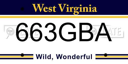 663GBA West Virginia License Plate