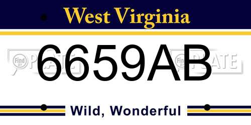 6659AB West Virginia License Plate