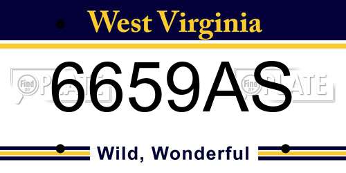 6659AS West Virginia License Plate
