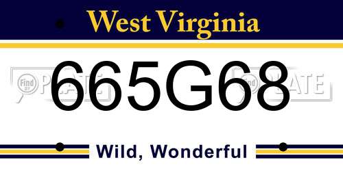 665G68 West Virginia License Plate