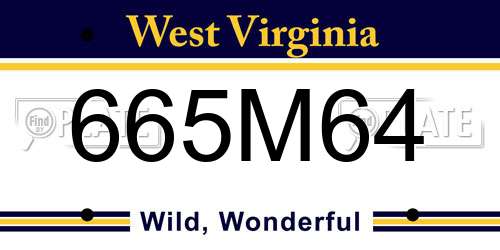 665M64 West Virginia License Plate