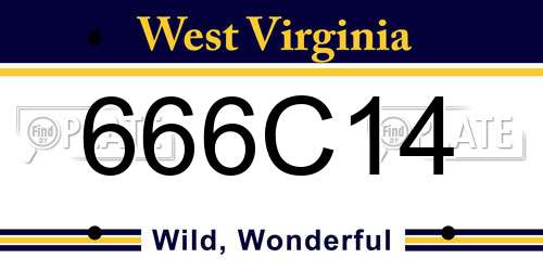 666C14 West Virginia License Plate