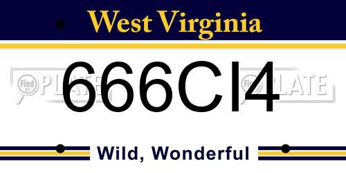 666CI4 West Virginia License Plate