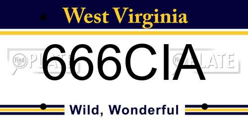 666CIA West Virginia License Plate