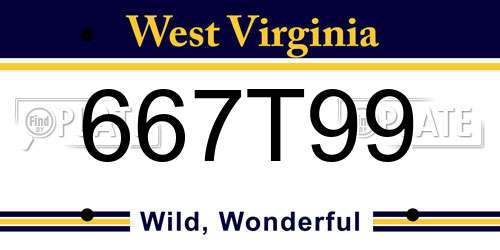 667T99 West Virginia License Plate