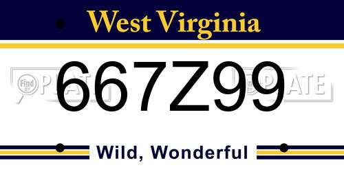 667Z99 West Virginia License Plate