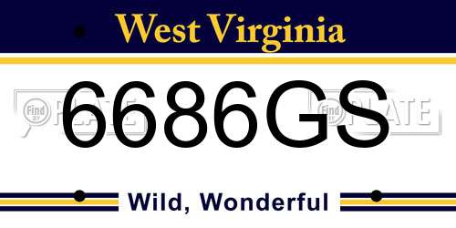 6686GS West Virginia License Plate