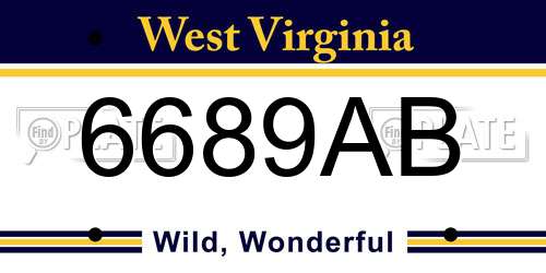 6689AB West Virginia License Plate