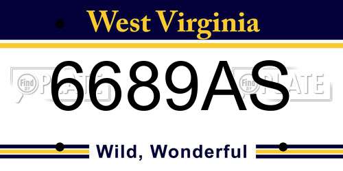 6689AS West Virginia License Plate