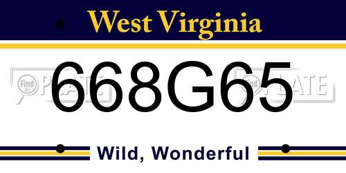 668G65 West Virginia License Plate