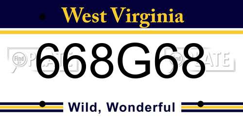 668G68 West Virginia License Plate
