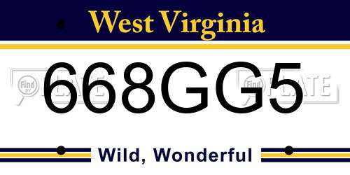 668GG5 West Virginia License Plate