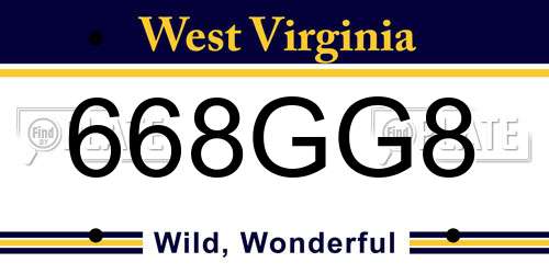 668GG8 West Virginia License Plate