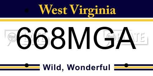 668MGA West Virginia License Plate
