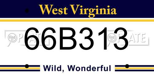 66B313 West Virginia License Plate