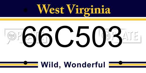 66C503 West Virginia License Plate