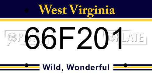 66F201 West Virginia License Plate