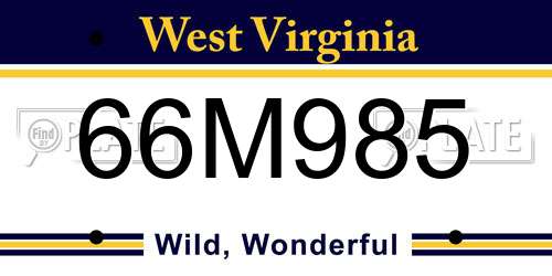 66M985 West Virginia License Plate