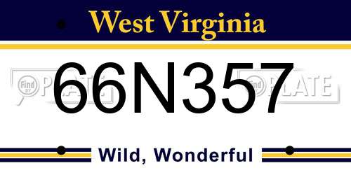 66N357 West Virginia License Plate