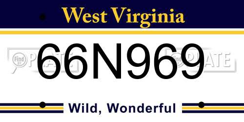 66N969 West Virginia License Plate