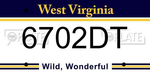 6702DT West Virginia License Plate