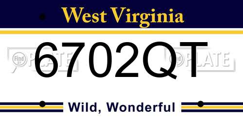 6702QT West Virginia License Plate