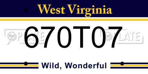 670T07 West Virginia License Plate