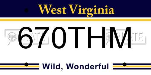 670THM West Virginia License Plate