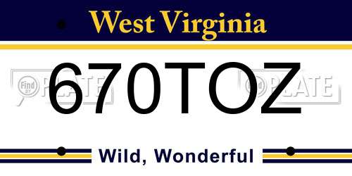 670TOZ West Virginia License Plate