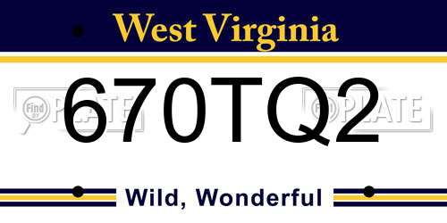 670TQ2 West Virginia License Plate